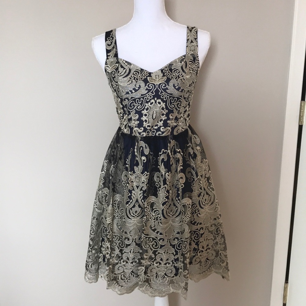 Navy & Gold Semi-Formal Dress